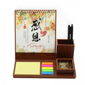 China Custom Logo Wooden Printable Desk Calendar With Pencil Holder supplier