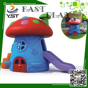 China Single Plastic Kids Backyard Slide , Mushroom House Childrens Play Slide supplier