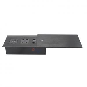 Office furniture aluminum AC power with USB port sliding extension table power socket outlet