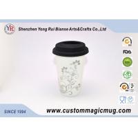 China Silicone Cover 12oz Starbucks Ceramic Travel Mug , Multi Photo Color Changing Mug on sale