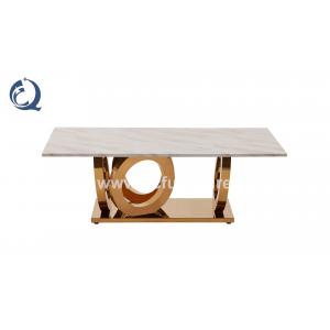 China Italian Style Length 130cm Square Marble Coffee Table Stable Stainless Steel Frame supplier