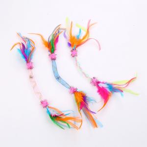 China Eco-friendly High Quality Soft Feather Plastic Cat Toy Cat Interactive Feather Toys with Bell supplier