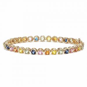 China New design 925 Sterling Silver Oval Multi Color Cubic Zirconia CZ Fashion Tennis Bracelet for Women supplier