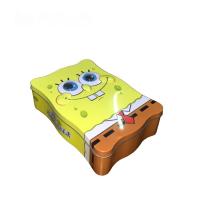 China Bulk Unique Shape SpongeBob Gift Metal Tin Can Container Packaging For Promotion on sale