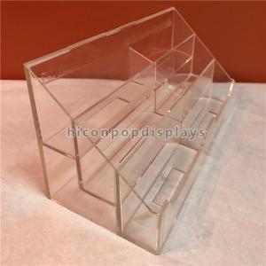 China Retail Store 3 Step Counter Display Racks Clear Acrylic Display Holder For Brochure supplier