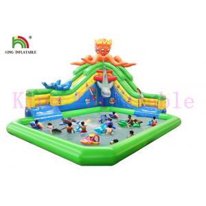 Colorful Sea Animal Theme Durable PVC Blow Up Water Park With Slide / Pool / Water Toys