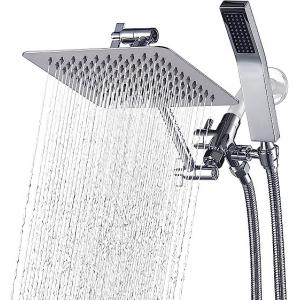 Polished Chrome Square Handheld Zinc Shower Head Combo With Adjustable Extension Arm