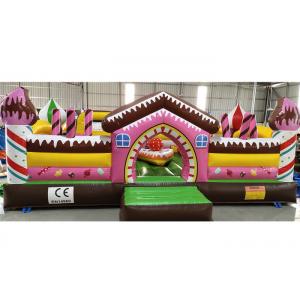Inflatable Candy Fun City Children Playground With Small Slide / Blow Up Trampoline