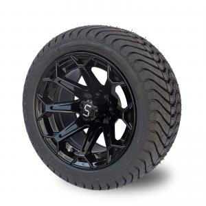 ShuRan Gloss Black 12 Inch Golf Cart Wheels And Tires 215/35-12 Tire DOT Approved