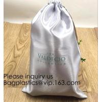 China Satin Cosmetic Bag With Printing,Silver Satin Hair Collection Bag,Drawstring bag For Hair Packaging Dust Bag For Shoe on sale