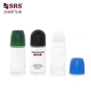 China BLPG-C 60ml Clear Transparent Empty Glass Roll On Deodorant Gel Bottle With Logo Printed wholesale