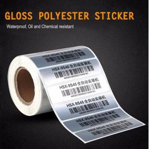 Blank Barcode Glossy Polyester Adhesive Silver PET Labels Sticker