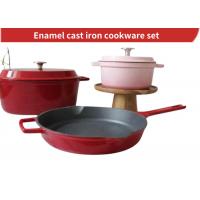 China ISO9001 Enameled Cast Iron Skillet Set With Casserole Dutch Oven / Fry Pan on sale