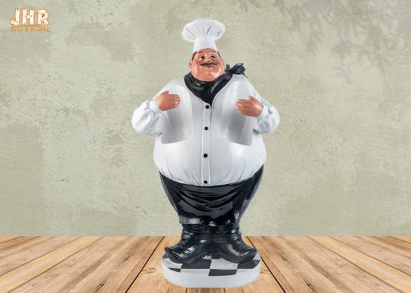 Antique Fat Chef Decor Polyresin Statue Figurine Resin Chef 2 Bottle Tabletop