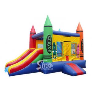 Best seller colorful crayon house kids inflatable combo game made of 18 OZ. pvc tarpaulin for outdoor use