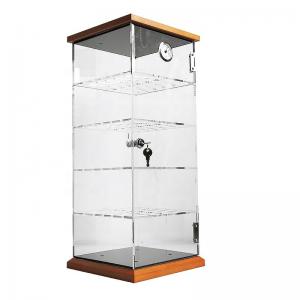China Acrylic Cigarette Display Case Stands Wood Base Locking 4 Shelves Tobacco Store supplier