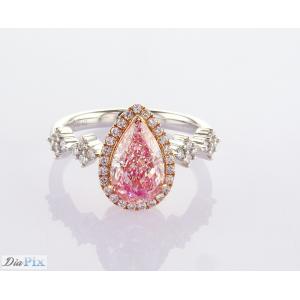 China 2.31ct Pear Cut Fancy Pink Lab Grown Diamond Halo Ring IGI Certified For Women Wedding supplier