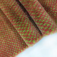 China Plaid Printed Brown Faux Fur Fabric 350gsm Thermal Long Pile For Balnkets Toys on sale