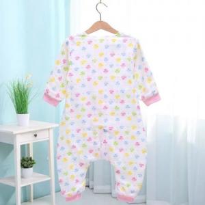 Spring Summer Muslin Baby Pajamas , Organic Newborn Pajamas Cute Printed