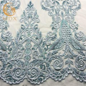 Customized Embroidered Mesh Lace Fabric Sequins Decoration For Women Dress