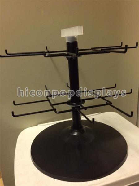 Black 2 - Tier Spinner Rack Display Stand 16 Hooks Swivel Display Rack For