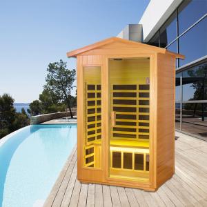 Sitio de vapor al aire libre de madera sólido de la sauna de la persona infrarroja del sitio 2 para la salud