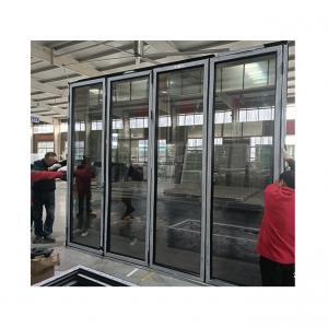 China Bifold Sliding Glass Folding Window Doors For Patio 77mm Insulated Aluminum supplier