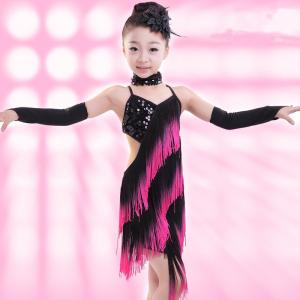 China Wholesale tassels children's stage performance latin dance dress supplier