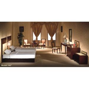 ISO14001 Certified Hotel Bedroom Furniture Sets Solid Wood Hotel Furniture Walnut Color