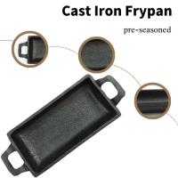 China Double Handle Cast Iron Frying Pan 15.3*7.7cm Rectangular Deep Frying Pan on sale