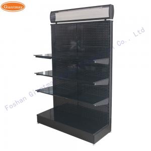 China Free Standing Metal Shelf with Hanging Hooks Display Rack Mobile Phone Accessories supplier