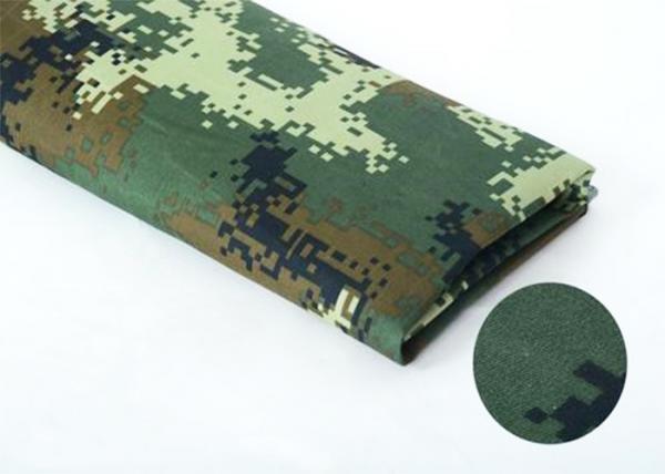 100% Cotton Kakhi Hunting Camo Fabric , Twill Green Blue Camouflage Fabric