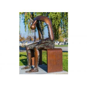 Life Size Casting Bronze Man Sitting On Bench Statue