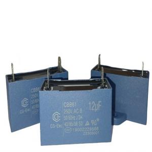 China CBB61 250V 12mfd S3 Air Conditioner Fan Capacitor With Plastic Triangle With Location Hole supplier