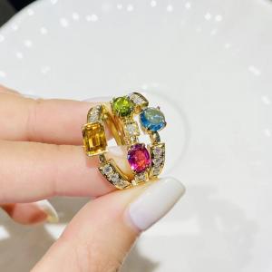 Women's 0.2ct 18k Gold Natural Colored Gemstone Ring