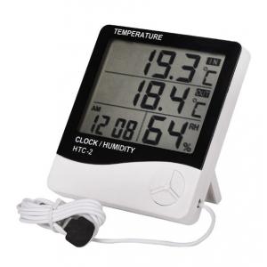Digital LCD Thermometer Hygrometer Electronic Temperature Humidity Meter Indoor Outdoor Alarm Clock HTC-2