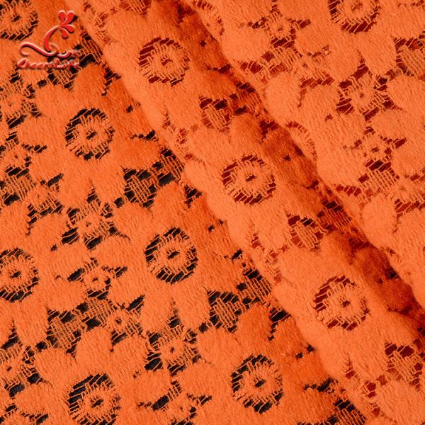 Fantasia macia tela bordada laranja queimada do laço para a roupa do Saree