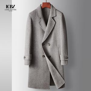 China Men's Winter Wool Coat Leisure Long Sections Pure Color Overcoat with GARMENT DYED Design supplier