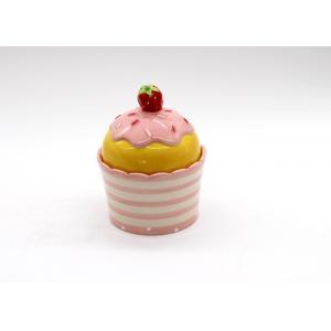 Colorful Ceramic Kitchen Canisters / Ice Cream Cone Jar With Strawberry Shaped Lid