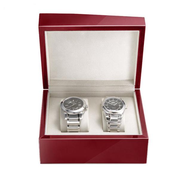 2 ranuras Caja de relojes de colección de madera Caja de relojes de madera con acabado de laca