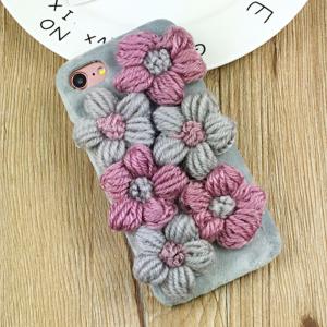 China PC Korea Style 3D Wool Flower Clusters Plush Back Cover Cell Phone Case For iPhone 7 6s Plus supplier