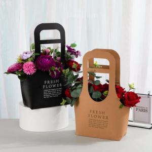 ODM Basket Shape Cardboard Gift Bags 31x10x41CM Kraft Paper Flower Bags