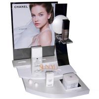 Plexiglass Cosmetic Makeup Organizer Retail POS Displays White Retail Ladder Shaped
