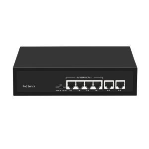 China 4 Port Fast Ethernet CCTV Poe Switch With 2 Copper Uplink 55W Power Budget AC Input on sale