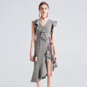 China 2018 New Fashion Lady Grey Dress supplier
