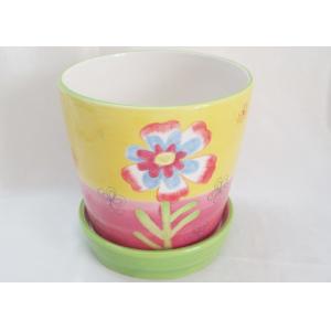 China Dolomite Hand Painted Ceramic Planters , Ceramic Flower Planters Earthenware Stoneware supplier