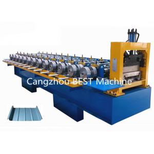 China Standing Seam Boltless Roof Panel Roll Forming Machine Hydraulic Cutting Type supplier