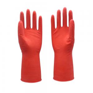 Red Latex Household Gloves , Kitchen Rubber Gloves High Latex Content