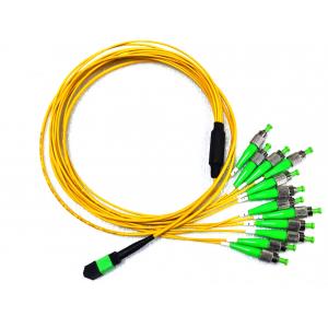 China 12 Fiber MPO APC Male to FC APC Fanout Patch Cord Single Mode 9/125um Breakout Yellow supplier