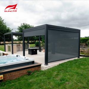 Motorized outdoor aluminium louver blades with drainage system and side screen